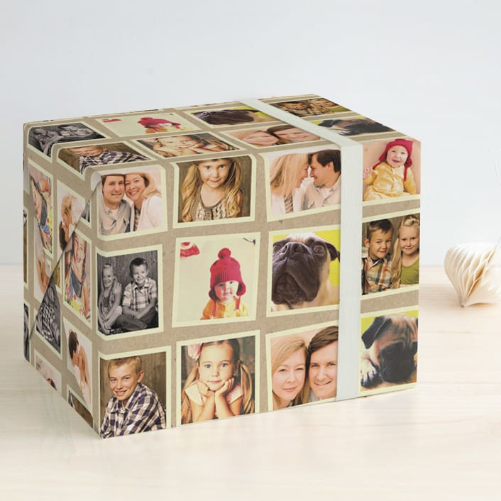 "Cool Collage" - Personalized Wrapping Paper in Kraft by Up Up Creative - Front