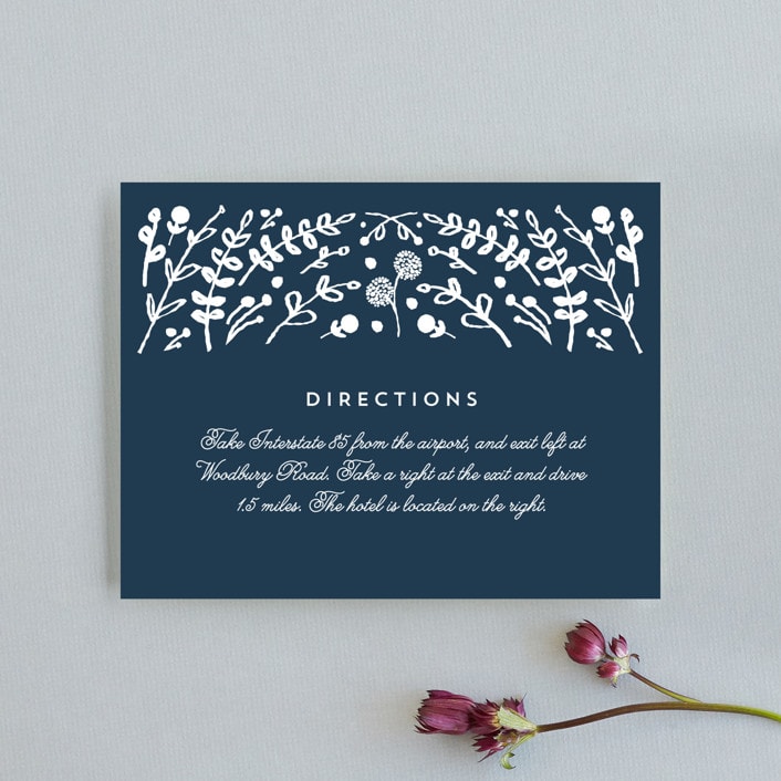 "Floral Frame Square" - Direction Cards in Navy by Lori Wemple - Front