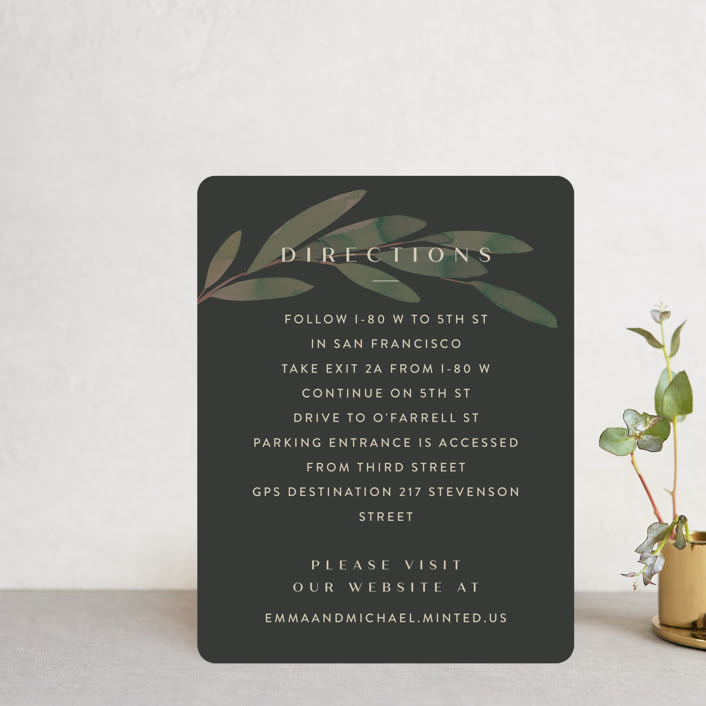 "Modern Leaves" - Direction Cards in Smoked by Shannon Chen of Four Wet Feet Studio - Front