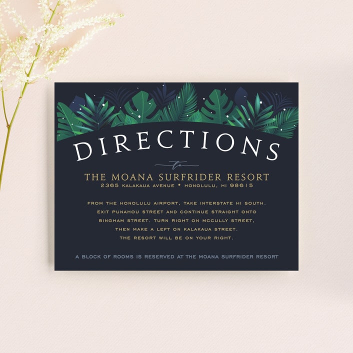"Paradise" - Direction Cards in Midnight Ocean by GeekInk Design - Front