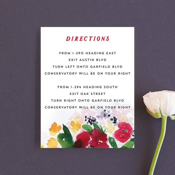 "Festive Floral" - Direction Cards in Rose by Lindsay Megahed - Front