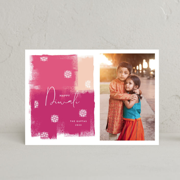 "Diwali Splash" - Diwali Cards in Fuchsia by Nazia Hyder - Front