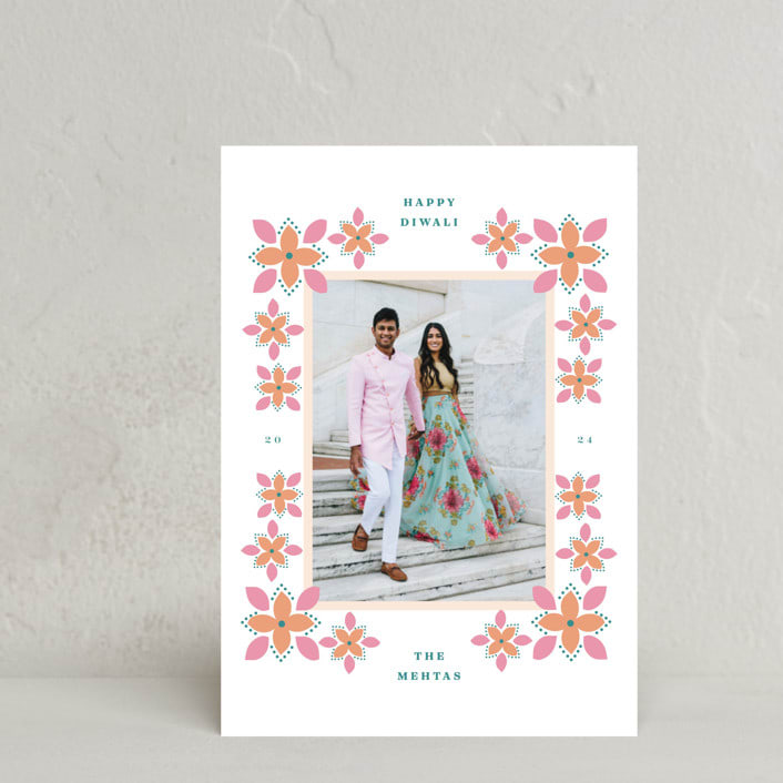 "diwali designs" - Diwali Cards in Carnation by Kanika Mathur - Front