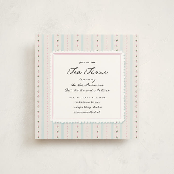 "tea time" - Debutante Party Invitations in Blue Raspberry by Kamala Nahas - Front