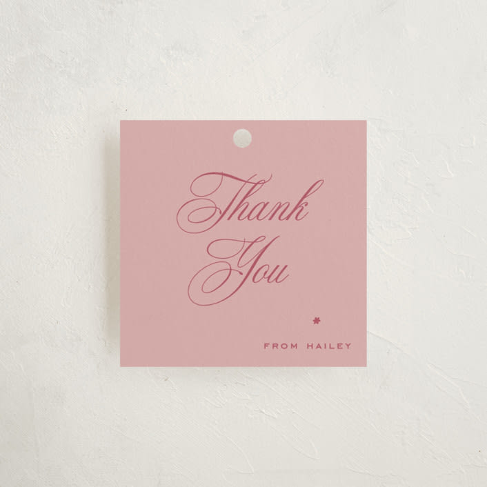 "Delicate" - Debutante Party Favor Tags in Rose by Blustery August - Front