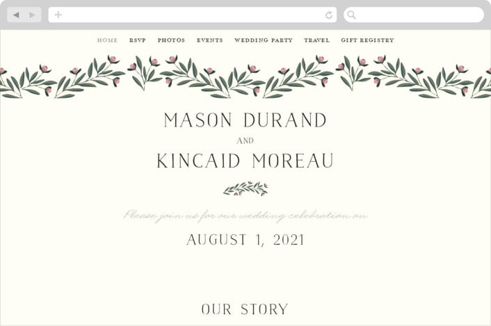 "Wreath of Laurels" - Wedding Website in Ivory by Chris Griffith - Desktop Design