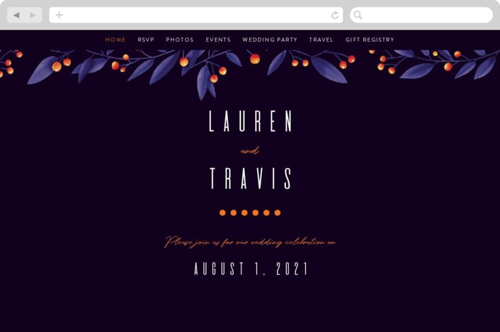 "Fire and Ice" - Wedding Website in Fire by Jessica Corliss - Desktop Design