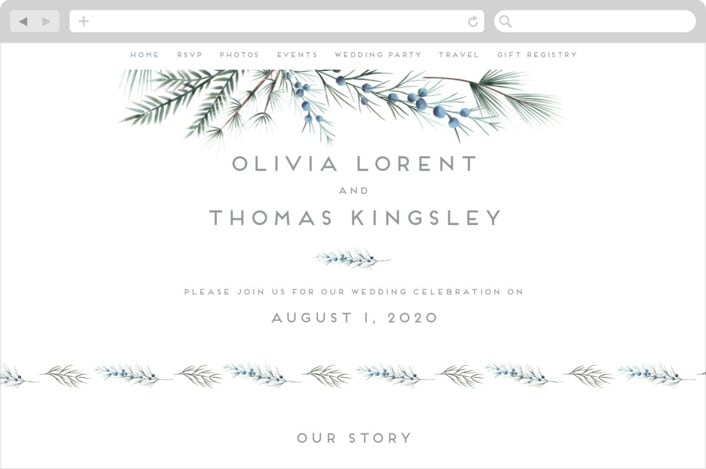 "Winterelle" - Wedding Website in Cornflower by Petra Kern - Desktop Design
