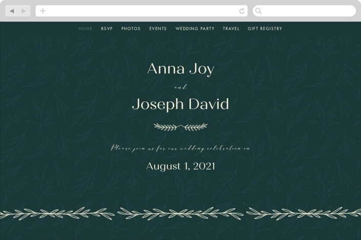 "Snippet" - Wedding Website in Pine by Sarah Brown - Desktop Design