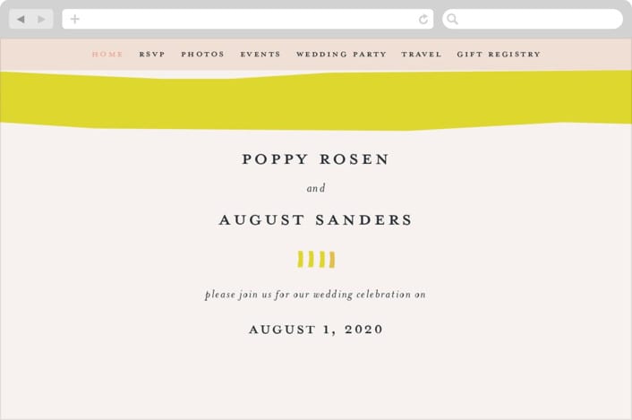 "Color Block" - Wedding Website in Blush by Morgan Kendall - Desktop Design