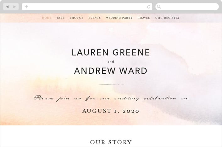 "Soaring" - Wedding Website in Sunset by Lindsay Megahed - Desktop Design