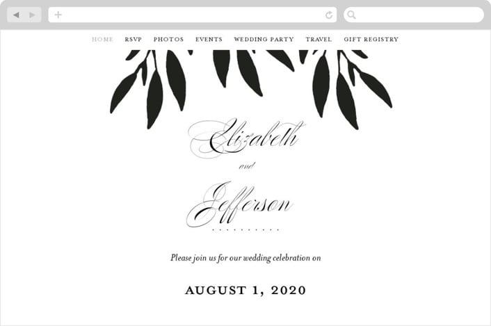 "Gracefully" - Wedding Website in Black Tie by Laura Hamm - Desktop Design