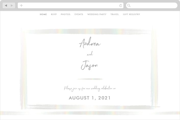 "Brushy frame" - Wedding Website in Opal by Stacey Meacham - Desktop Design
