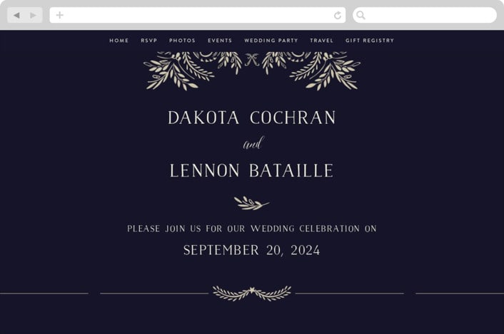 "Wedding Enchantment" - Wedding Website in Midnight by Chris Griffith - Desktop Design