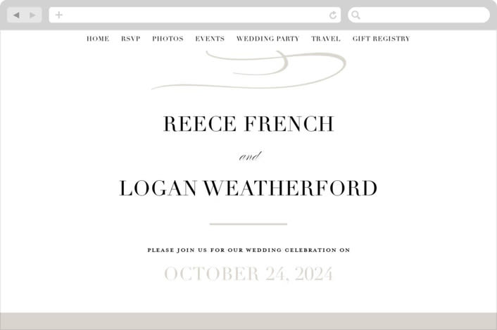 "Classical" - Wedding Website in Taupe by Jessica Williams - Desktop Design