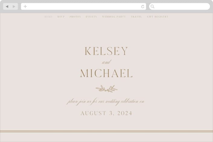 "Emblem" - Wedding Website in Champagne by Everett Paper Goods - Desktop Design