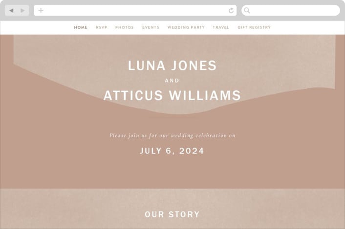 "Luna" - Wedding Website in Latte by Blustery August - Desktop Design