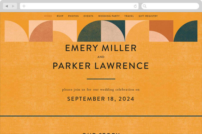 "Bold Blocks" - Wedding Website in Sedona by Robert and Stella - Desktop Design
