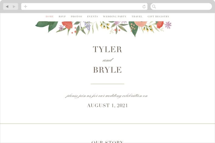 "Floral specimen" - Wedding Website in Persimmon by Jennifer Wick - Desktop Design