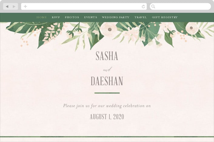 "Classic peonies" - Wedding Website in Peach by Jennifer Wick - Desktop Design