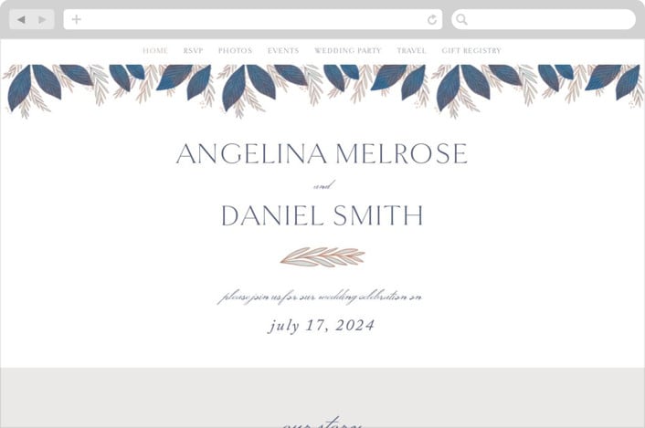 "Bouquet" - Wedding Website in Cobalt by Jen Owens - Desktop Design