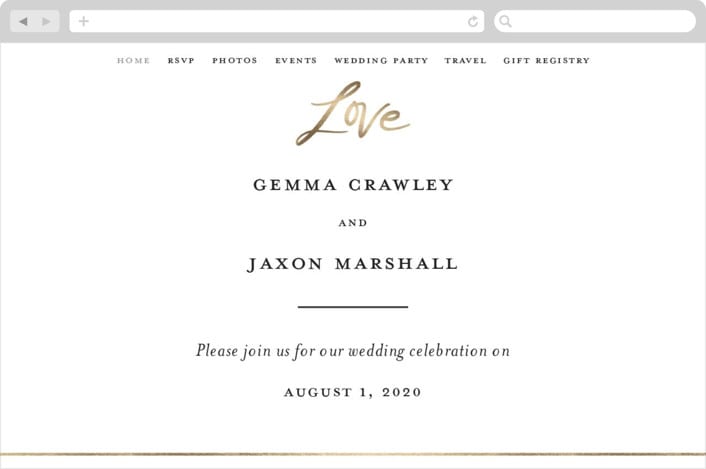 "Lovely Script" - Wedding Website in Cotton by Stacey Meacham - Desktop Design