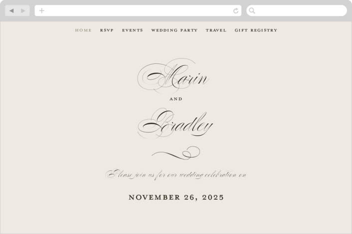 "Tandem" - Wedding Website in Buttercream by Jessica Williams - Desktop Design