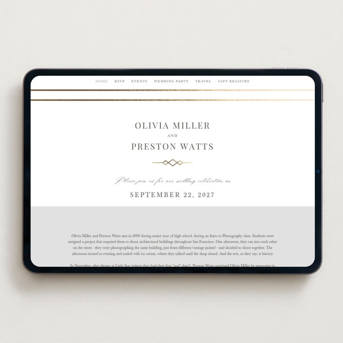 "Regent" - Wedding Website in Opal by Robert and Stella - Desktop Design