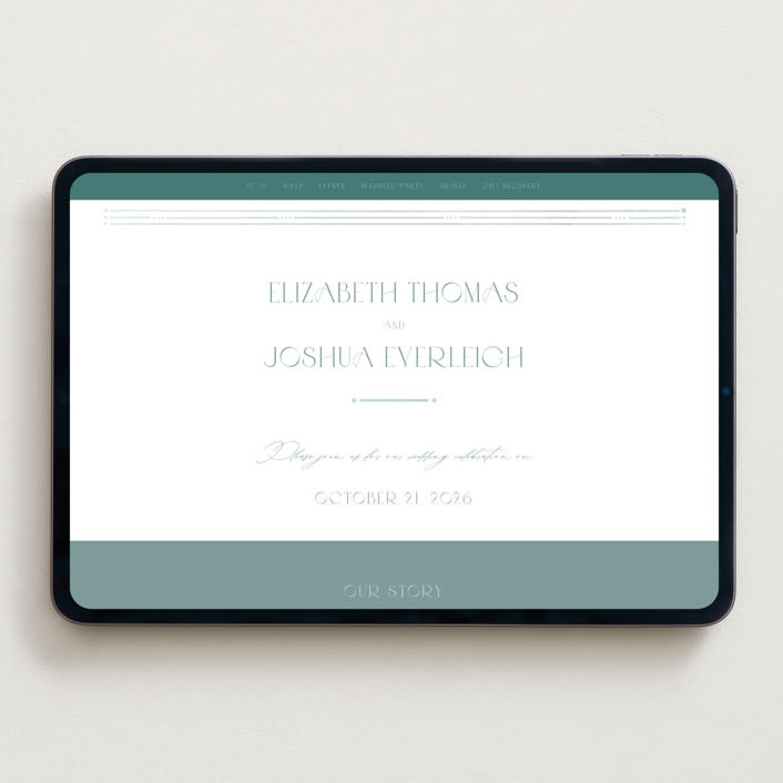 "Nouveau Frame" - Wedding Website in Seafoam by Ashley DeMeyere - Desktop Design