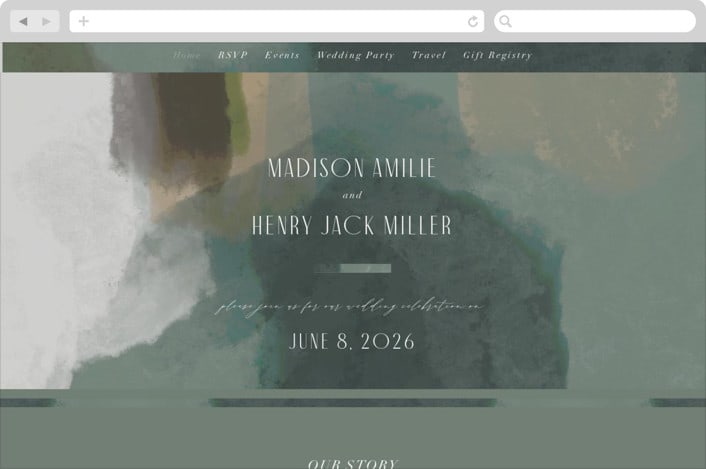 "Verdant" - Wedding Website in Moss by Nicoletta Savod - Desktop Design