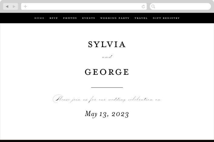 "Du Jour" - Wedding Website in Noir by Kimberly FitzSimons - Desktop Design