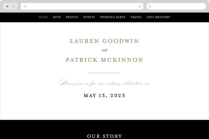 "Finale" - Wedding Website in Noir by Kimberly FitzSimons - Desktop Design