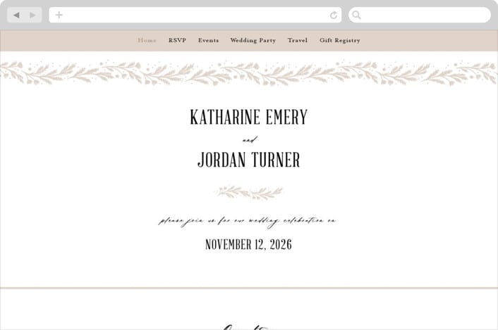 "Operatic" - Wedding Website in Cream by Paper Raven Co. - Desktop Design