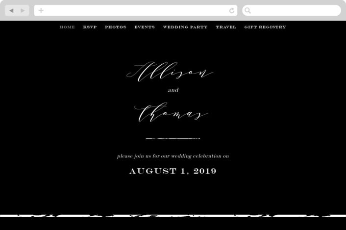 "Perspective" - Wedding Website in Noir by Kimberly FitzSimons - Desktop Design