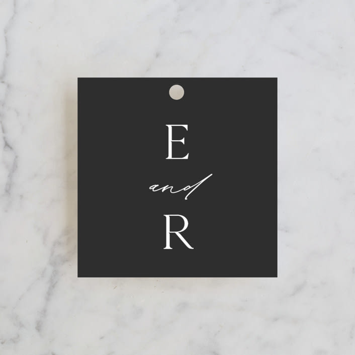"Photogenic" - Wedding Favor Tags in Granite by Corinne Malesic - Front
