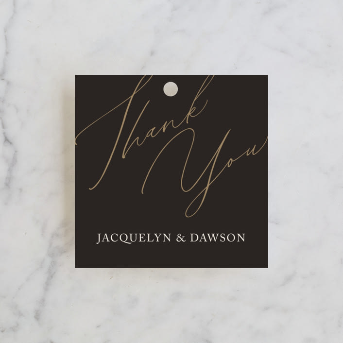 "Sparkled Toast" - Wedding Favor Tags in Cognac by Christie Garcia - Front