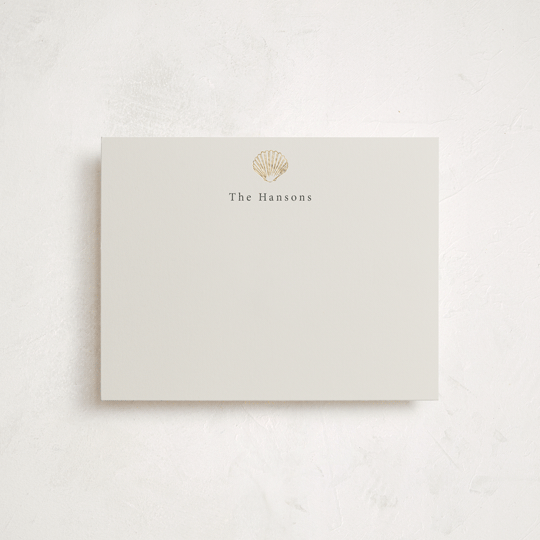 "Simple Seashell" - Personalized Stationery Cards in Sand by Hannah Bowman - Front