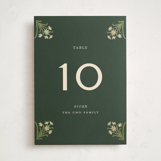 "Paper Whites" - Foil-Pressed Party Table Numbers in Pine by Amy Kross - Front