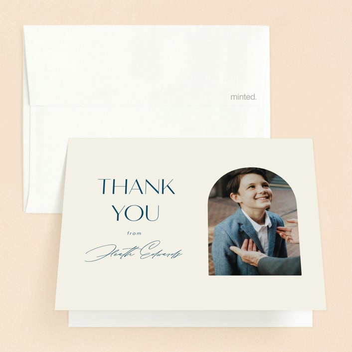 "Elegant Arch" - First Holy Communion Thank You Cards in Deep Sea by Morgan Kendall - Front