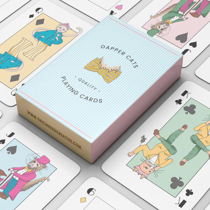 Dapper Cats Playing Cards, Poker-Sized Playing Card Deck by Tricia Rider