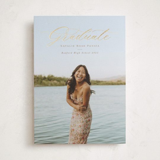 "Gilded Graduate" - Graduation Announcements in Champagne by Brandy Folse - Front