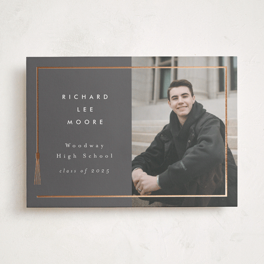 "Tassel Framed" - Graduation Announcements in Charcoal by AK Graphics - Front