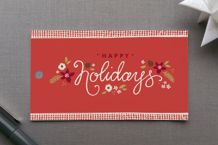 "Ribbon Noel" - Gift Tags in Cherry by Jennifer Wick - Front