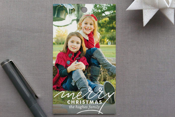 "Merry Swoosh" - Gift Tags in Pure White by Olivia Raufman - Front