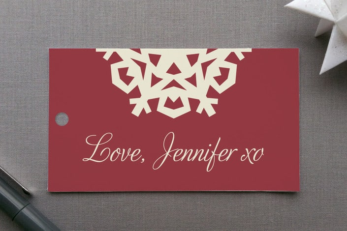 "Snowflake Chic" - Gift Tags in Holly Red by Kylie Holmes - Front