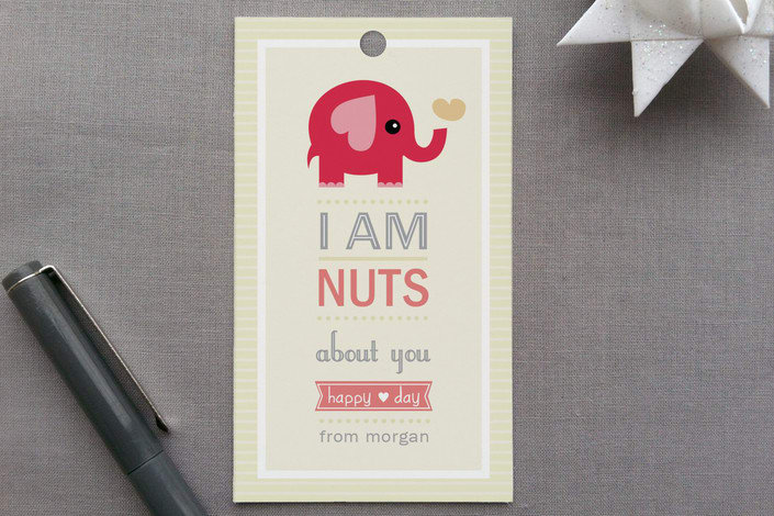 "Nutty Elephant" - Gift Tags in Candy Pink by Oma N. Ramkhelawan - Front