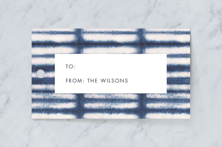 "Shibori lines" - Gift Tags in Navy by Creo Study - Front