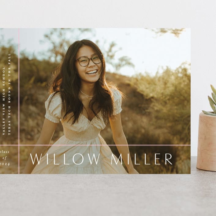 "Grids" - Graduation Announcements in Blush by Lauren Chism - Front
