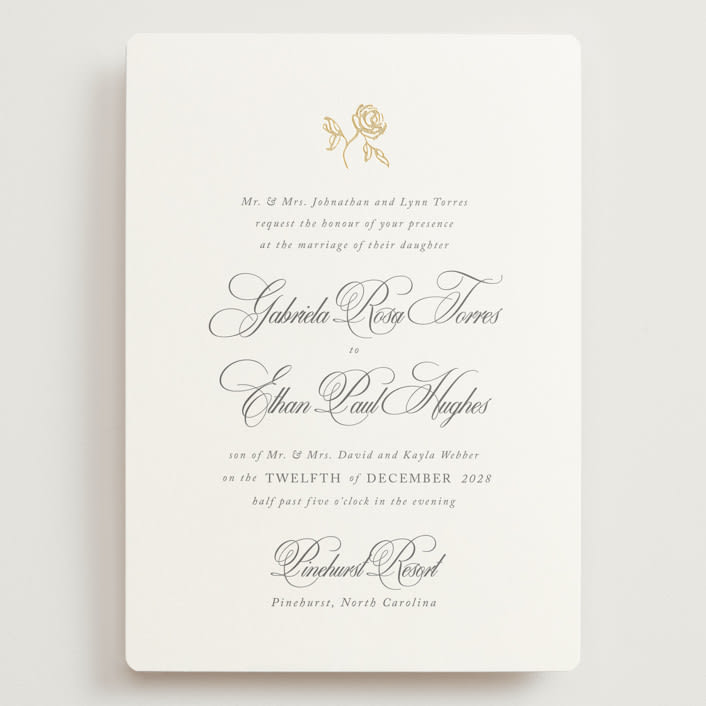 "Here With You" - Wedding Invitations in Classic Bride by Design Lotus - Front