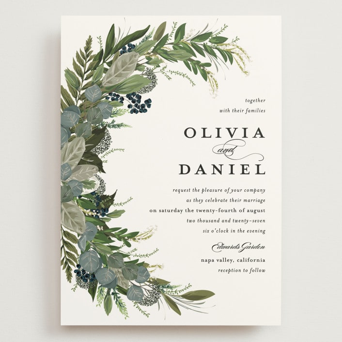 "Side Swept" - Wedding Invitations in Navy by Susan Moyal - Front